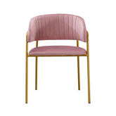 Pachet 3+1 Scaun de living roz pal din catifea poliester si metal Golden Gala